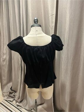Pinup Couture Black Puff Sleeve Peplum Top